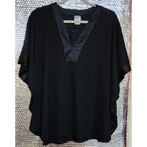 Natori Black Blouse Large Drop Shoulder